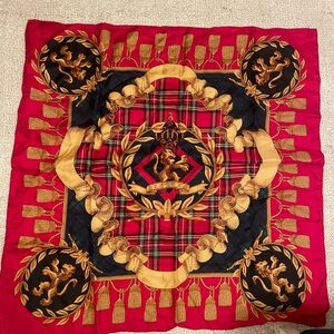 Vintage Express Red and Gold Patterned Scarf